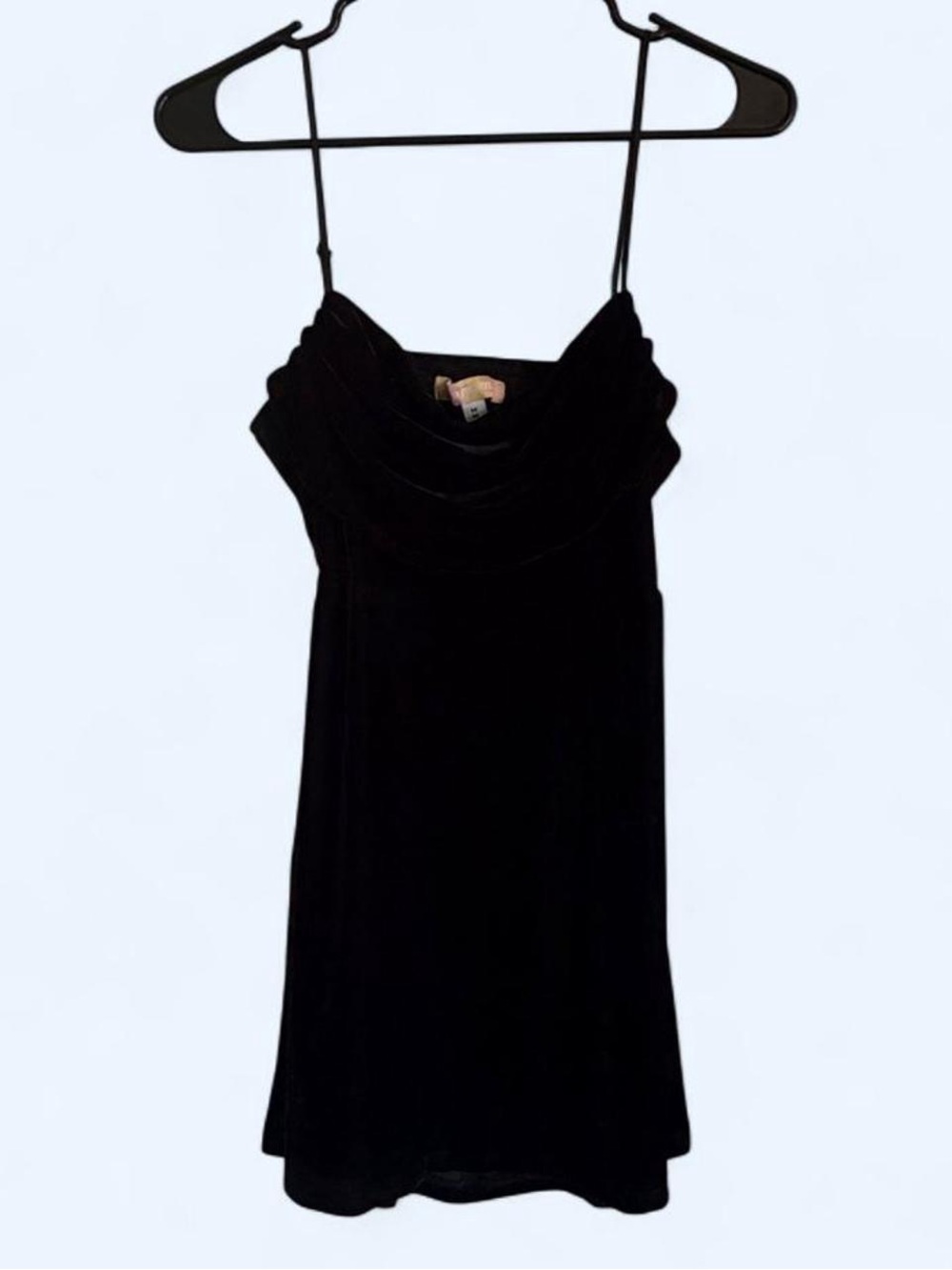 Black Spaghetti-Strap Cowl Neck dress